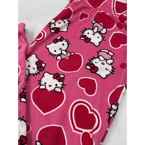 Hello Kitty Fleece Valentines Lounge PJs Sleep Pants Ladies Medium - Picture 2 of 4
